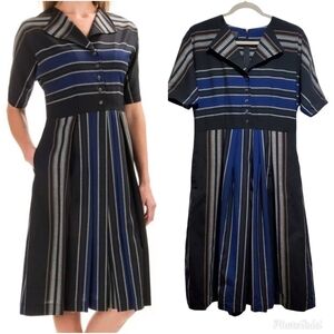Pendleton Virgin Wool Vintage Striped Midi Dress Academia Preppy Size 8